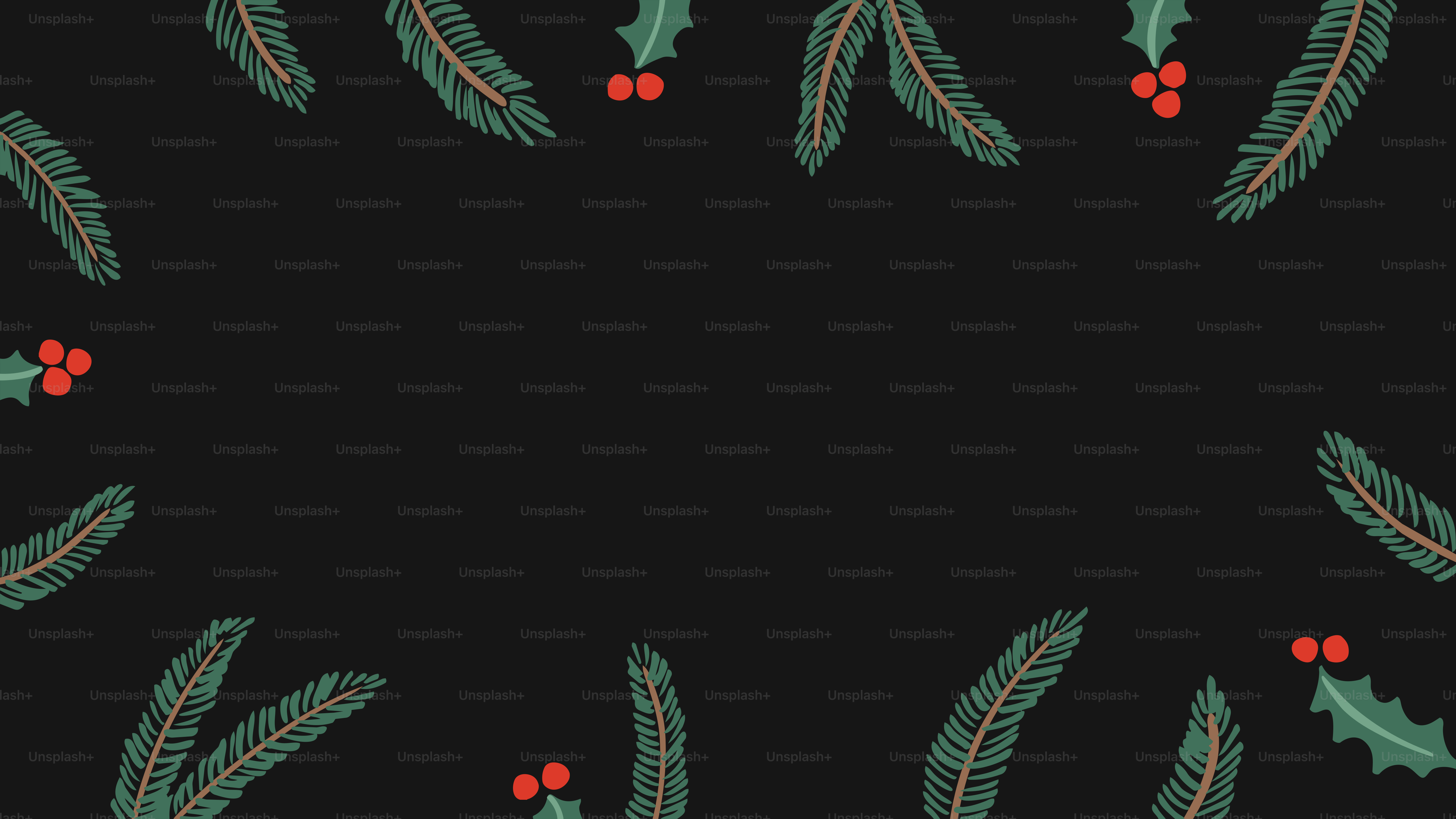 Pine branches and holly berries border - Vector Illustration on Unsplash+