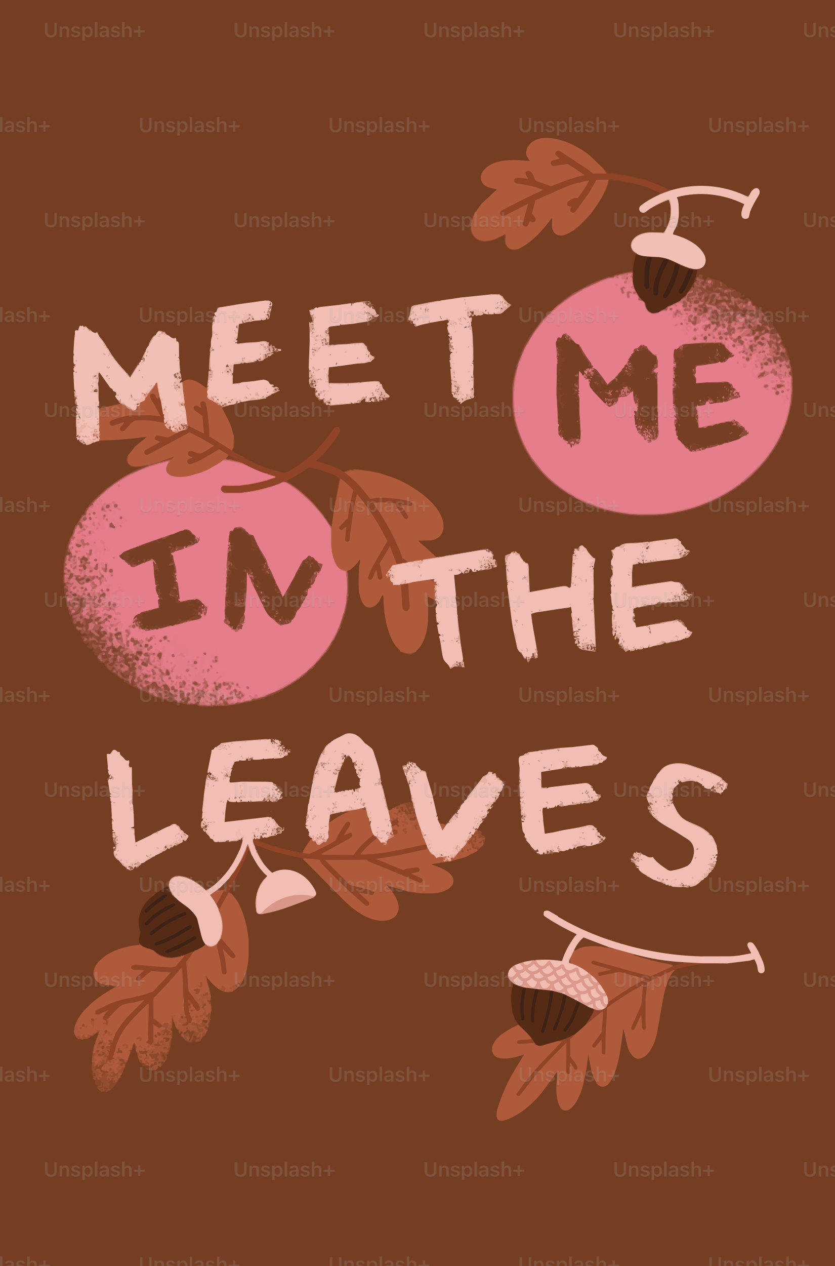 Autumnal text with acorns and leaves - Vector Illustration on Unsplash+