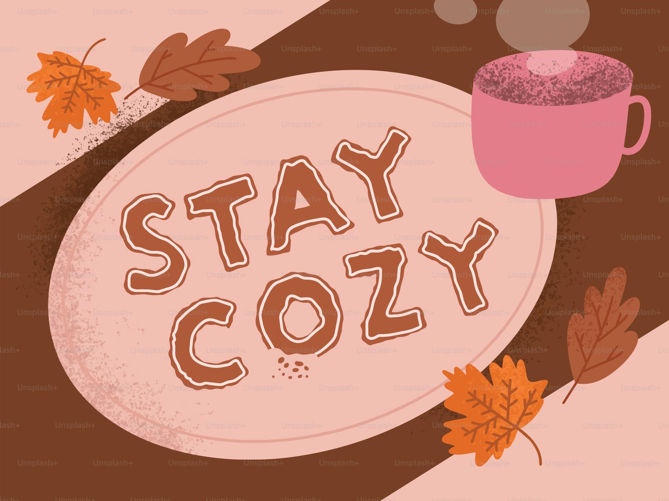 Autumnal text with acorns and leaves - Vector Illustration on Unsplash+