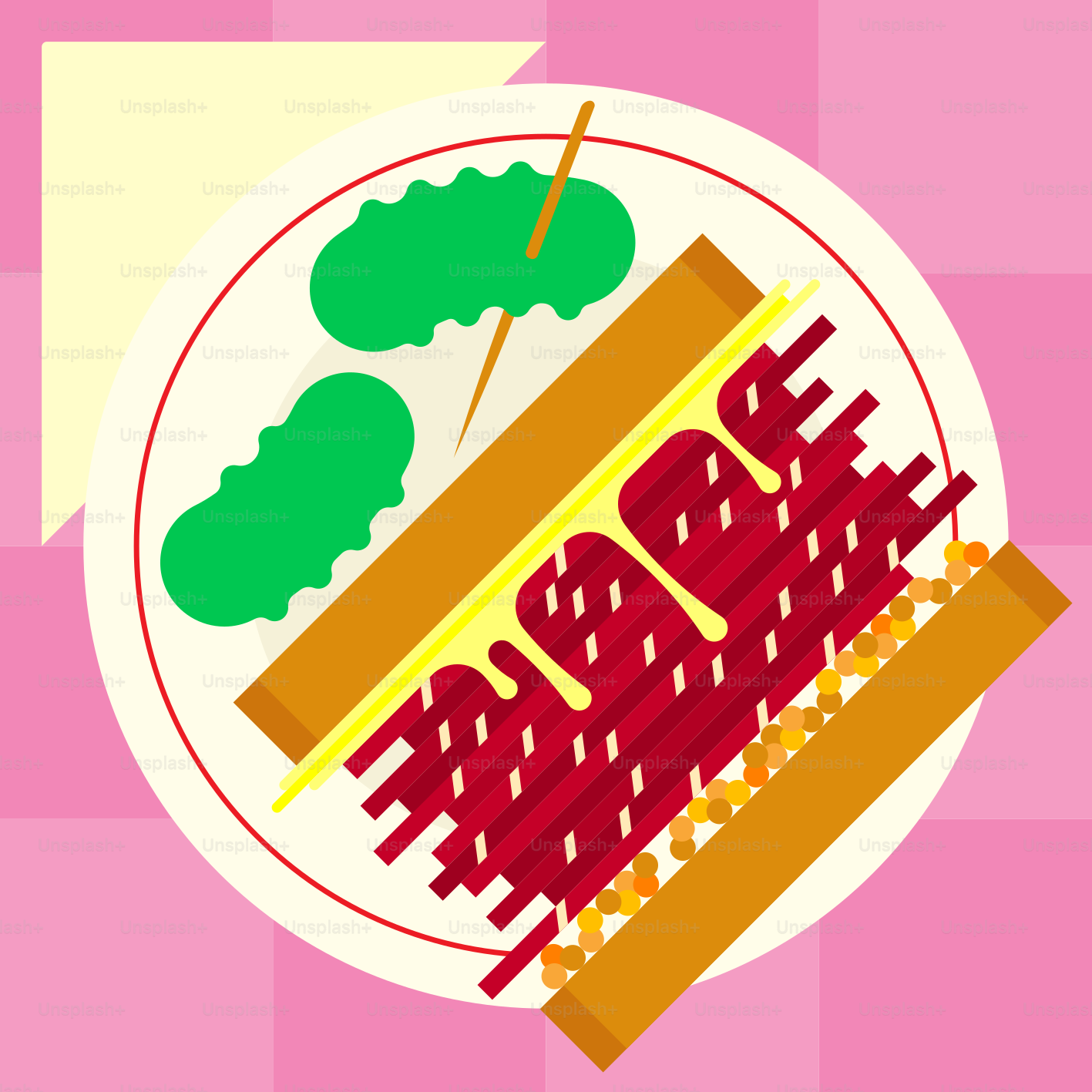 Sliced brisket with vegetables dinner - Vector Illustration on Unsplash+