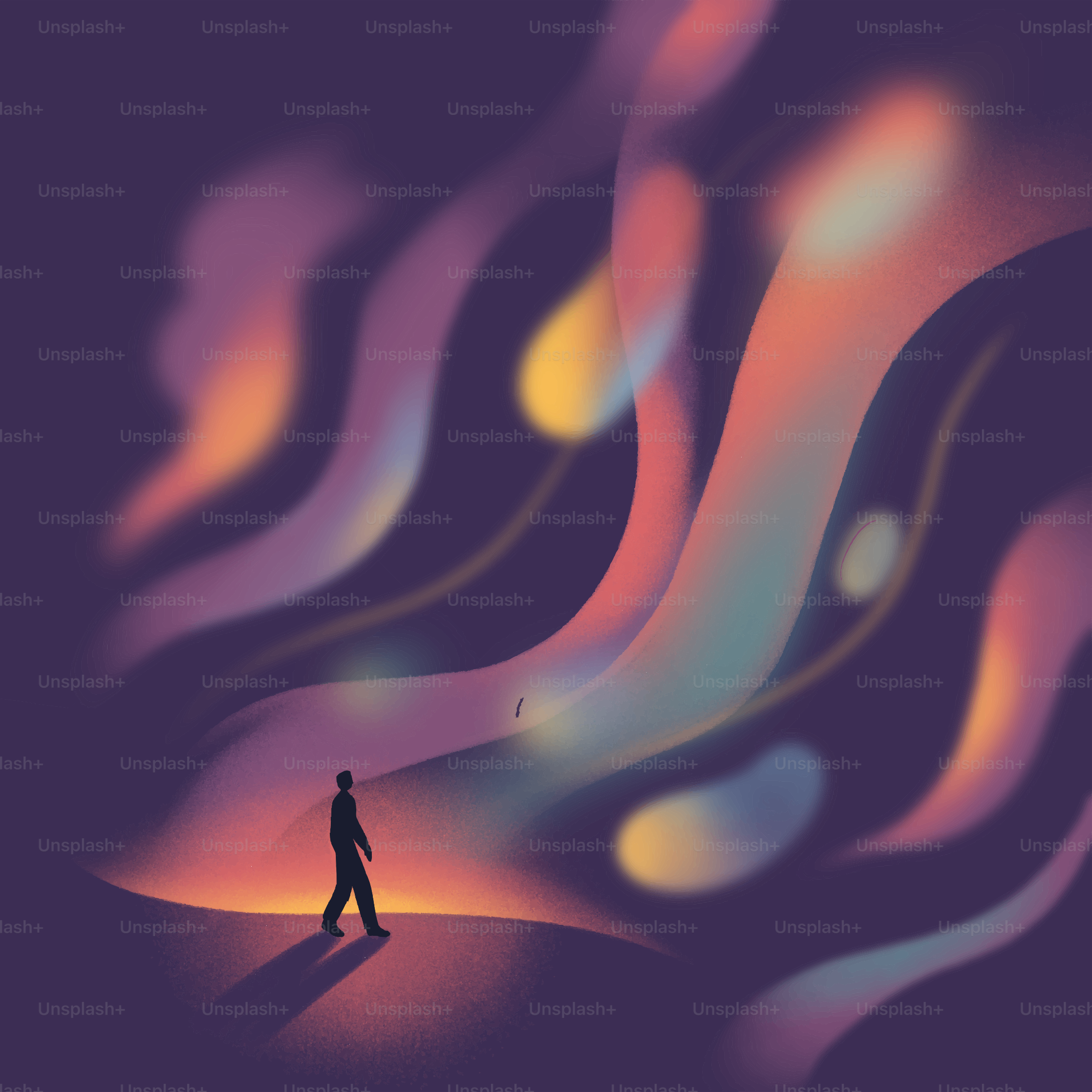 Person in abstract light vortex - Vector Illustration on Unsplash+