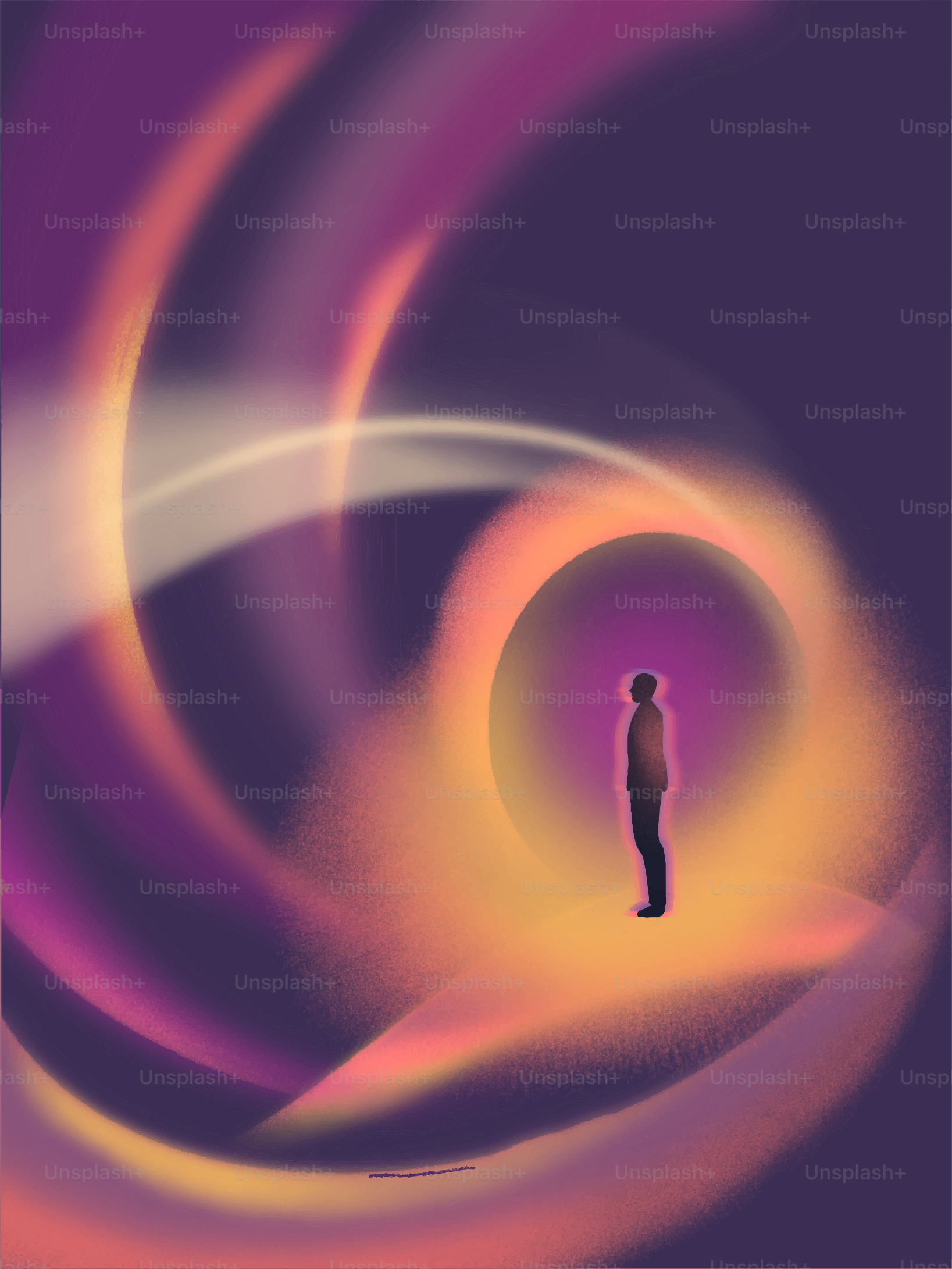 Person in abstract light vortex - Vector Illustration on Unsplash+