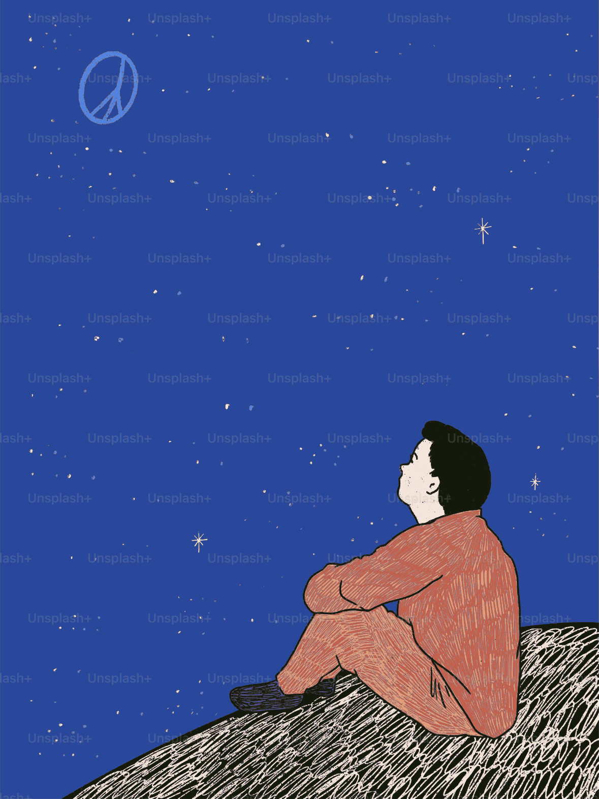 Person kneeling with red carnation - Vector Illustration on Unsplash+