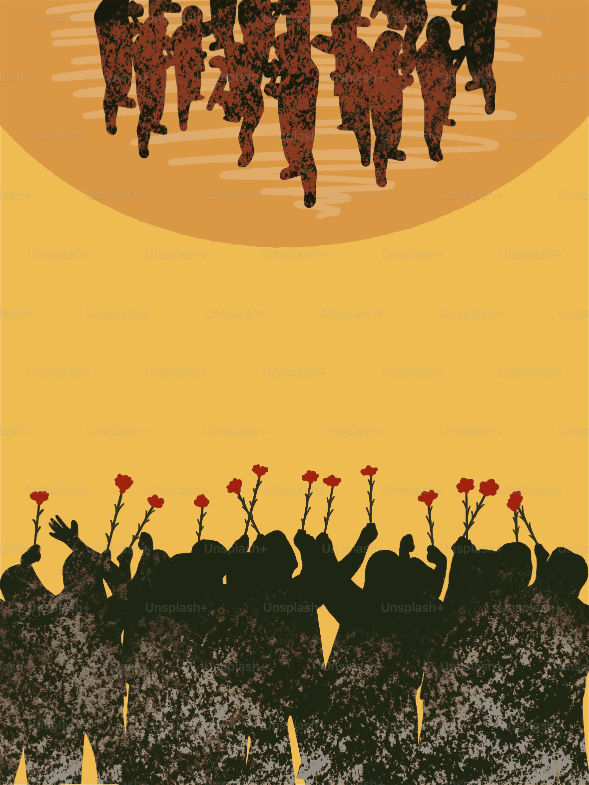 Person kneeling with red carnation - Vector Illustration on Unsplash+