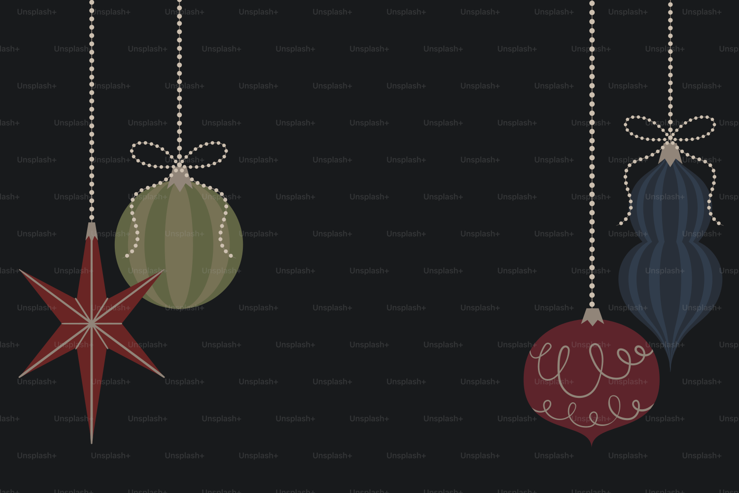 Festive Christmas ornaments hanging on dark background - Vector ...